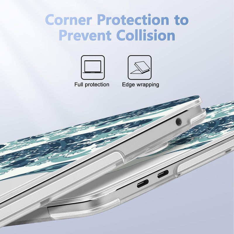 May Chen Compatible with MacBook Pro 13 inch Case 2022 2021 2020 Release Models A2338 M2 M1 A2251 A2289, Plastic Hard Shell Case for MacBook Pro 13 Inch with Touch Bar Fits Touch ID, Great Wave - Image 3